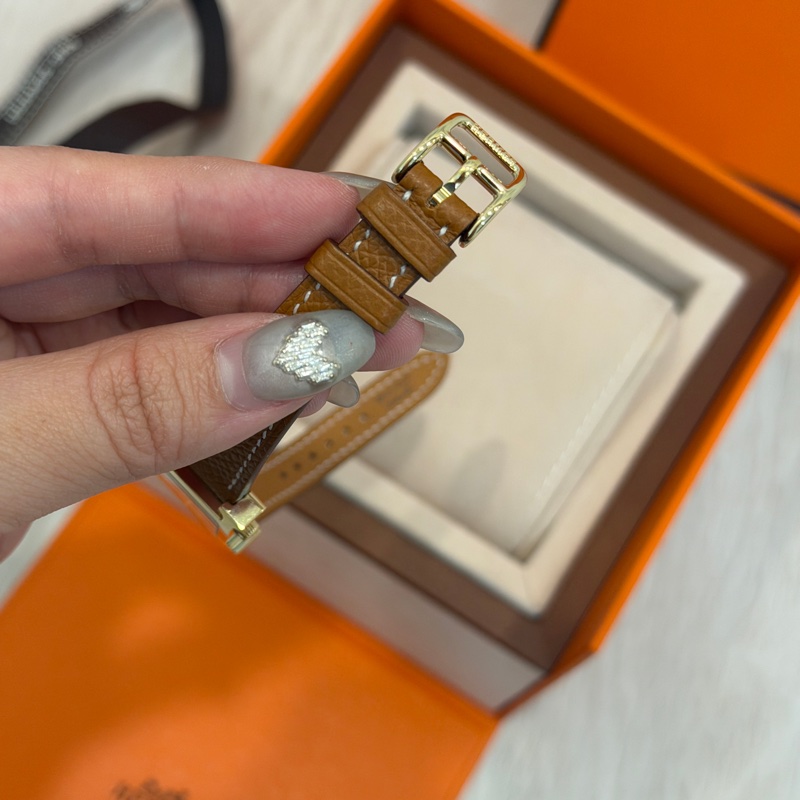 全新 Hermes 金棕金 Heure H 腕錶 石英錶 迷你型 21mm-5