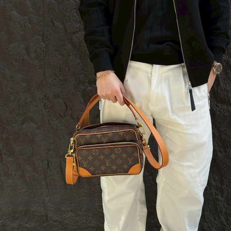 LV原花拉鍊手提肩背郵差包M14016-0