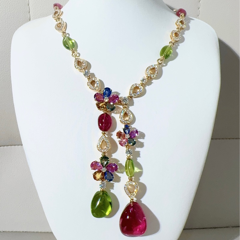 Bvlgari 寶格麗 Sapphire Flower系列 高珠彩寶項鍊-3