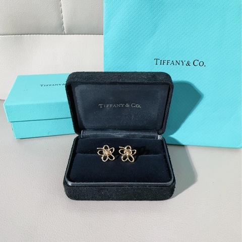 Tiffany蒂芙尼 畢加索系列 18K玫瑰金花朵耳釘