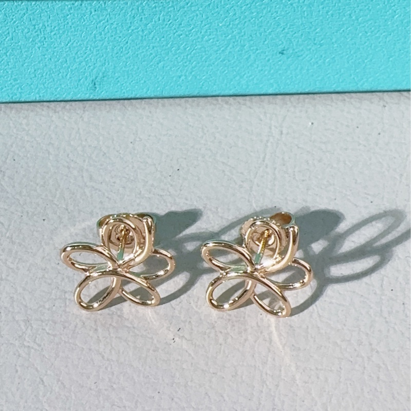 Tiffany蒂芙尼 畢加索系列 18K玫瑰金花朵耳釘-5