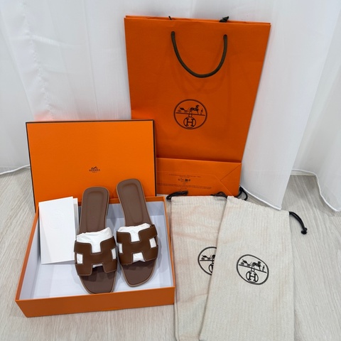 愛馬仕 經典H 棕色 Oran 涼鞋 拖鞋 36