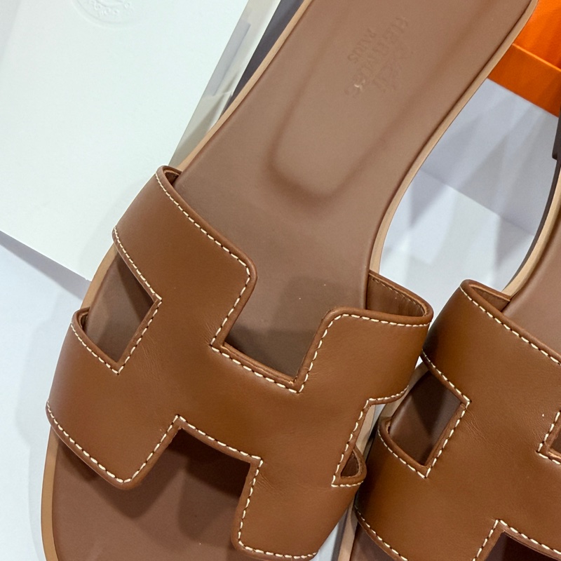 愛馬仕 經典H 棕色 Oran 涼鞋 拖鞋 36-4