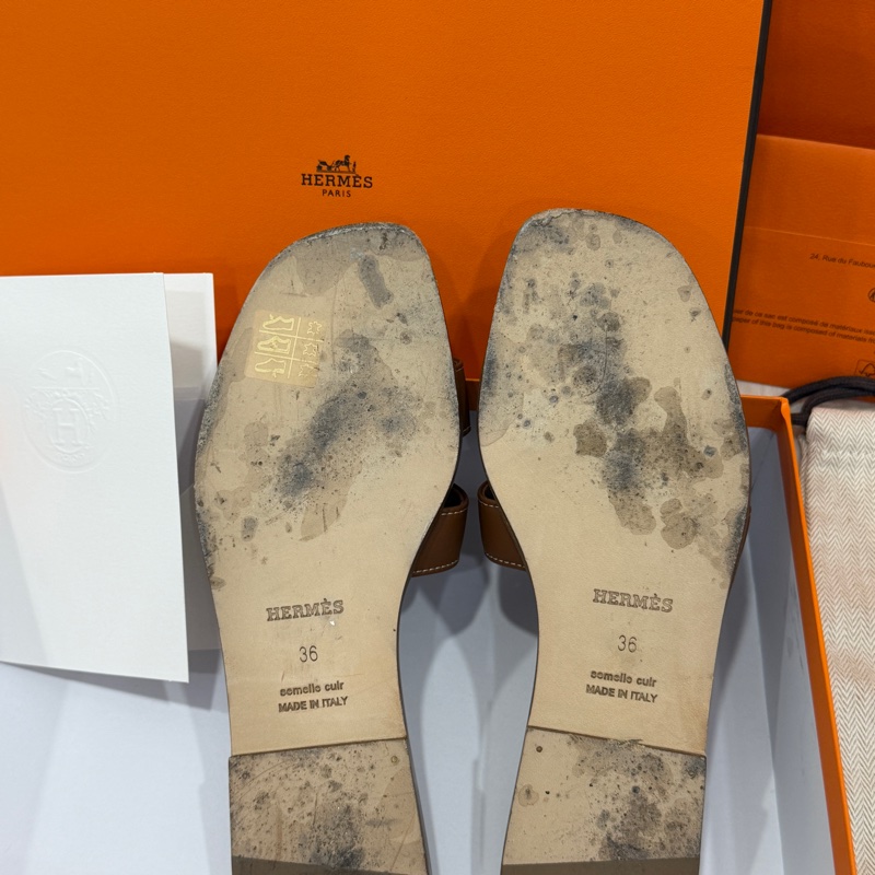 愛馬仕 經典H 棕色 Oran 涼鞋 拖鞋 36-5