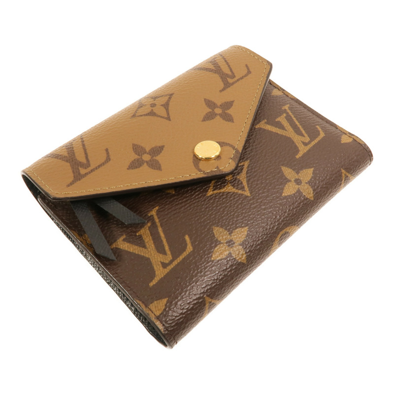 LOUIS VUITTON Monogram/Monogram Reverse Victorine Wallet金扣錢包棕色-4