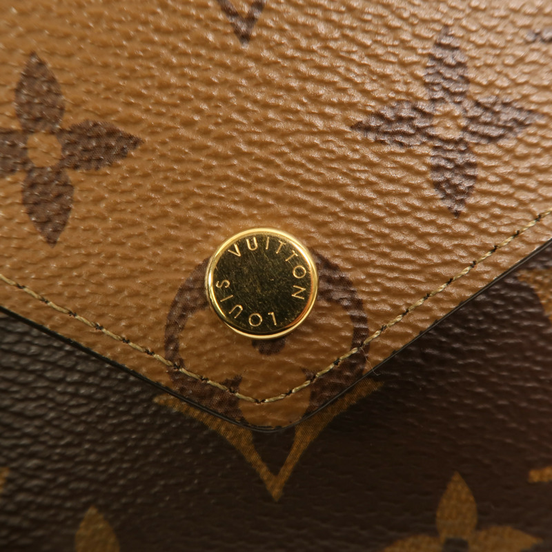 LOUIS VUITTON Monogram/Monogram Reverse Victorine Wallet金扣錢包棕色-9