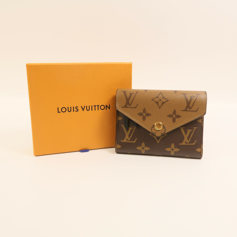 LOUIS VUITTON Monogram/Monogram Reverse Victorine Wallet金扣錢包棕色-10