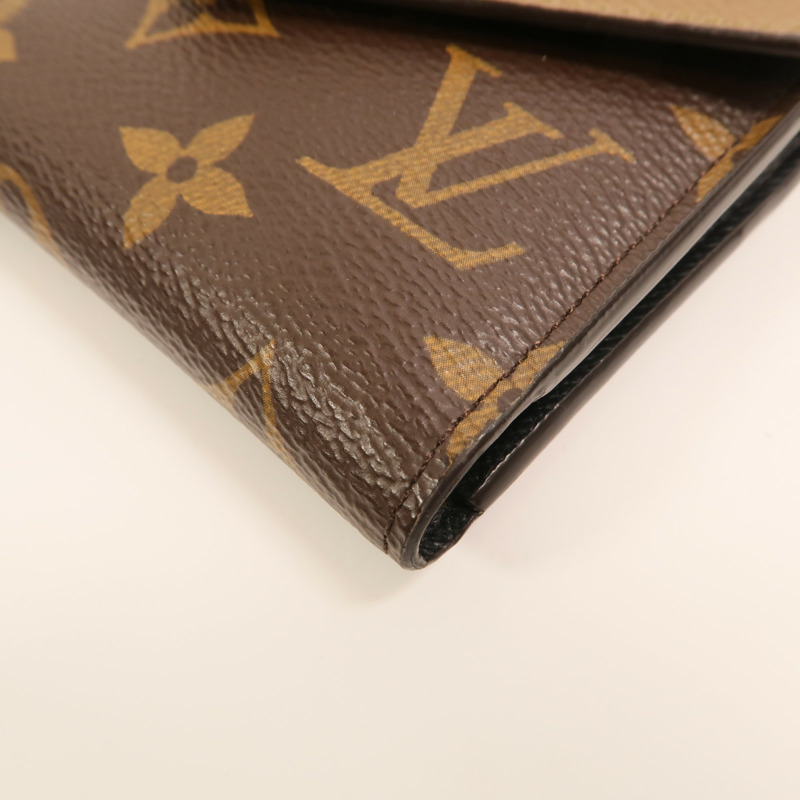 LOUIS VUITTON Monogram/Monogram Reverse Victorine Wallet金扣錢包棕色-11