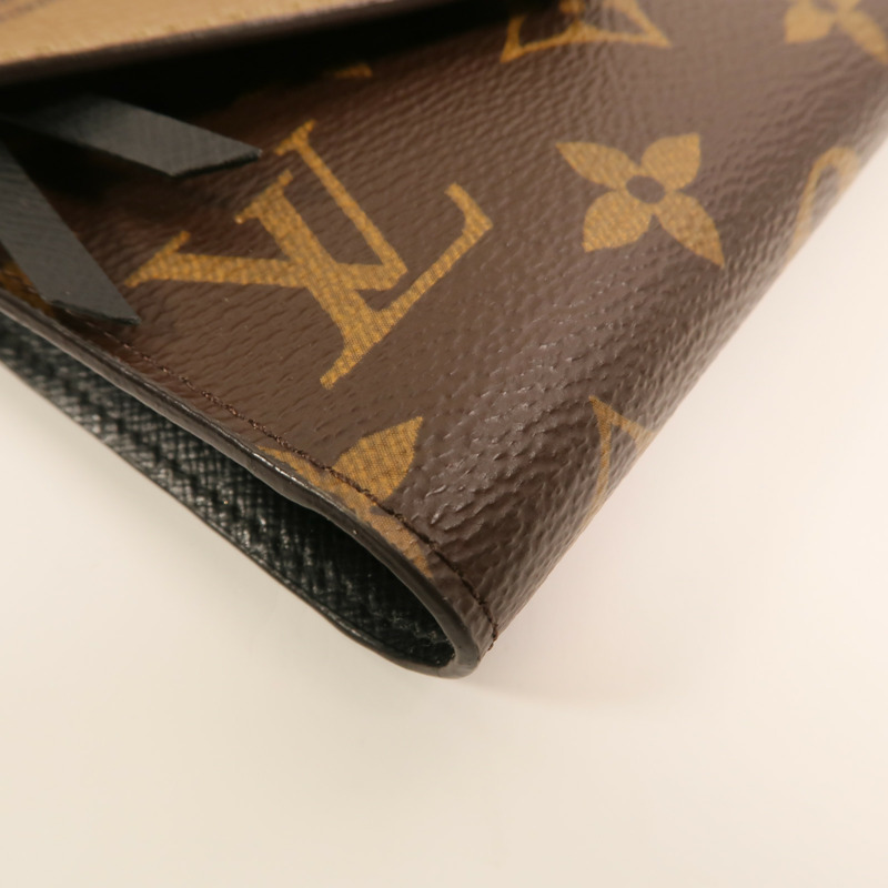 LOUIS VUITTON Monogram/Monogram Reverse Victorine Wallet金扣錢包棕色-12