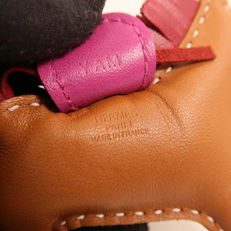 HERMES Milo皮革Rodeo PM掛飾Gold/Rubis/Rose Pourpre-4