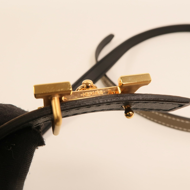 HERMES Epsom/Swift皮革H Belt金扣皮帶Etoupe/Noir-5