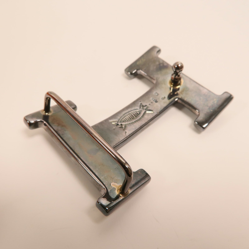 HERMES Epsom/Swift皮革/925純銀Constance H Belt皮帶Orange/Beton-5