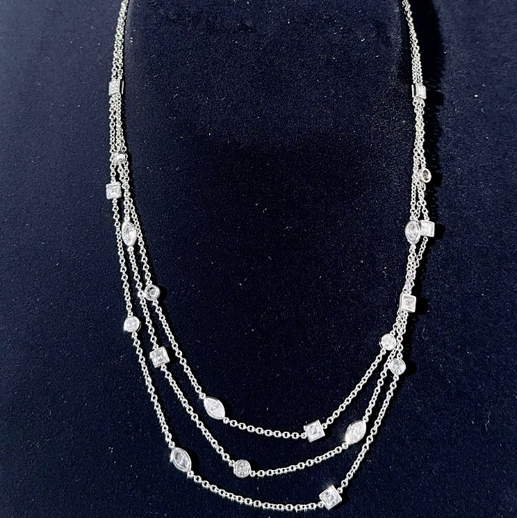 Tiffany蒂芙尼 高級珠寶 白金滿天星Trible項鍊-1