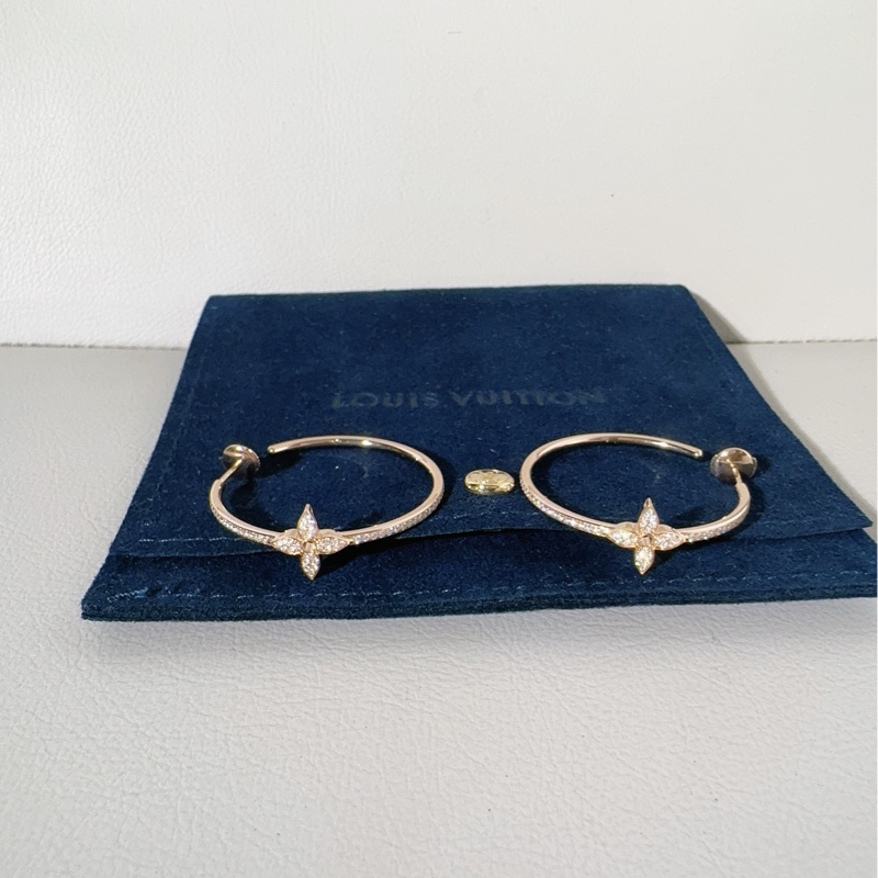 LV路易威登 Idylle blossom系列 18K玫瑰金滿鑽四葉草耳環-0