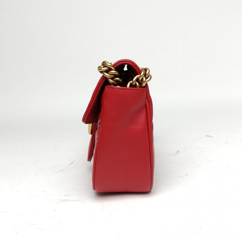 GUCCI GGMarmont肩背包Mini22紅色牛皮金扣-1