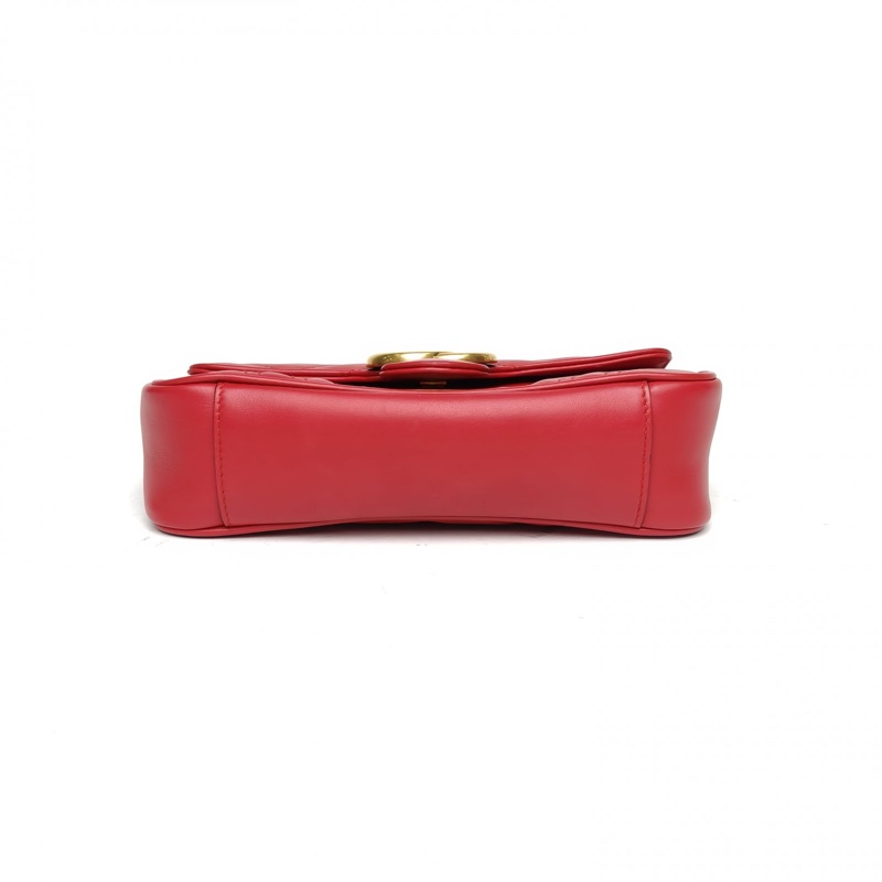GUCCI GGMarmont肩背包Mini22紅色牛皮金扣-3