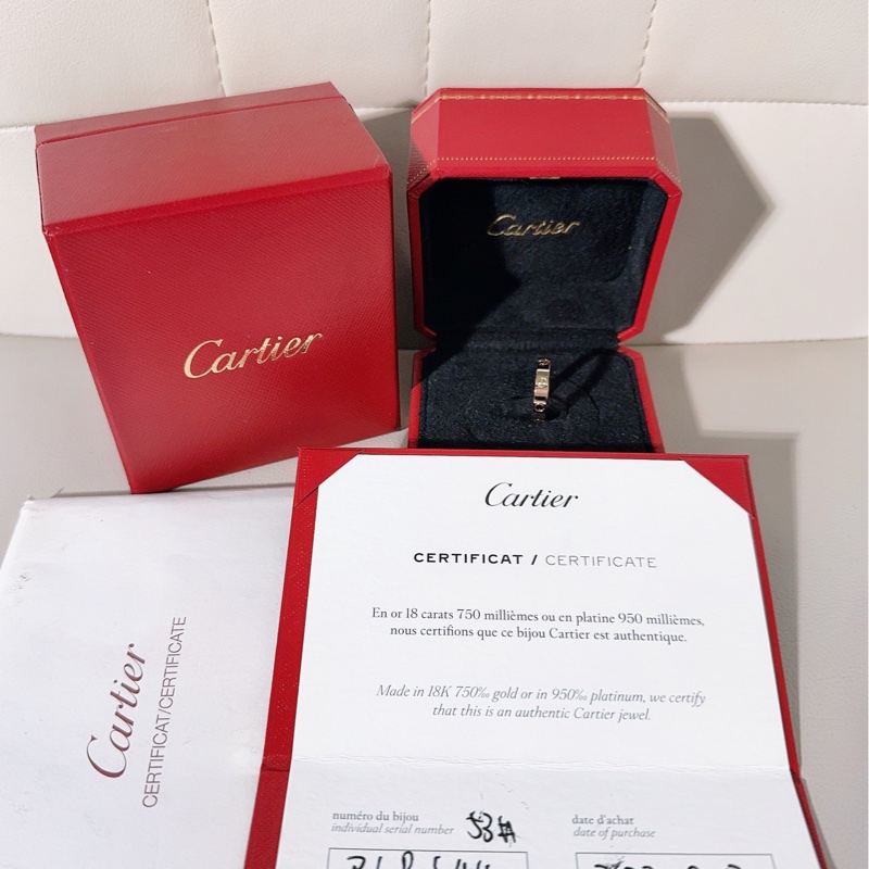 Cartier卡地亞 love系列 18K黃金窄版戒指，53碼-0