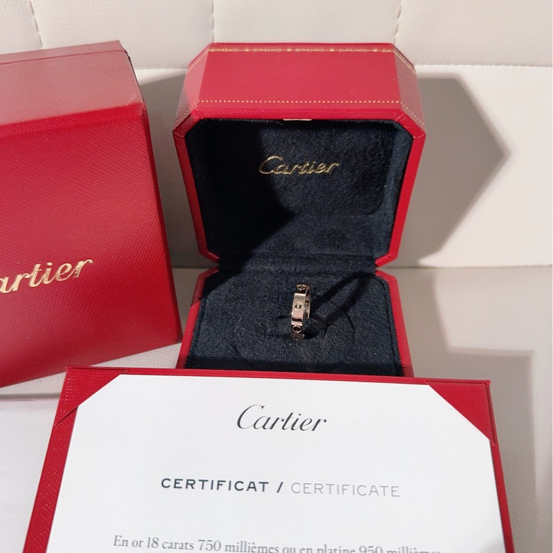Cartier卡地亞 love系列 18K黃金窄版戒指，53碼-1