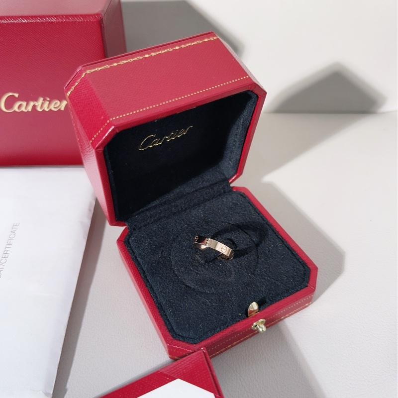 Cartier卡地亞 love系列 18K黃金窄版戒指，53碼-2