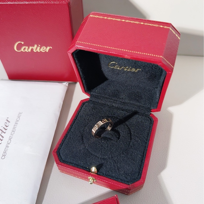 Cartier卡地亞 love系列 18K黃金窄版戒指，53碼-3