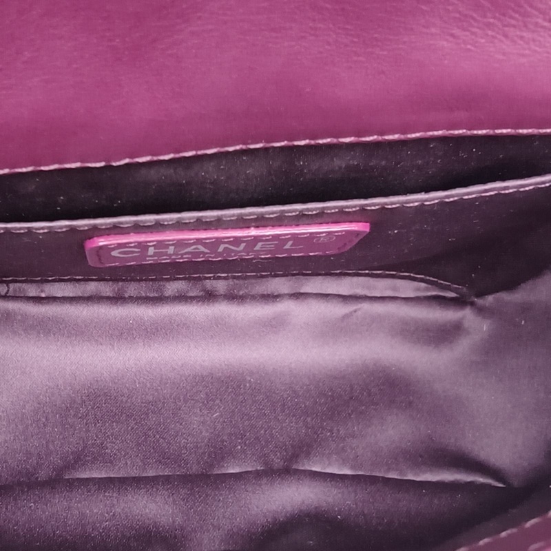 CHANEL 紫色羊皮17開銀扣CFmini口蓋包釘珠款-5