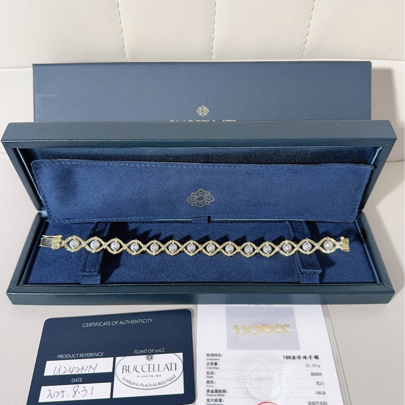 Buccellati布契拉提 Rete系列 黃金珍珠手鍊-1