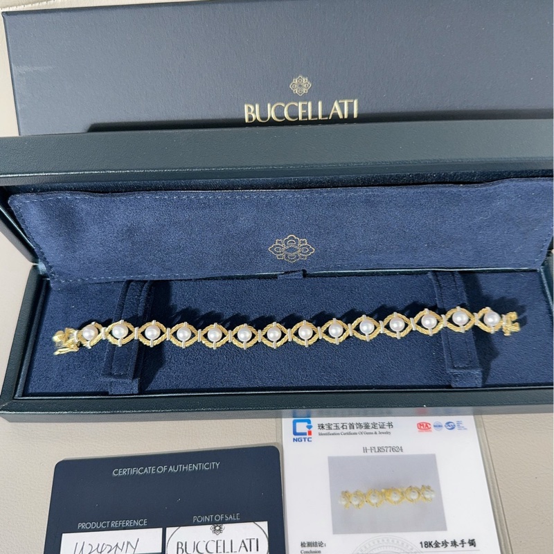 Buccellati布契拉提 Rete系列 黃金珍珠手鍊-2