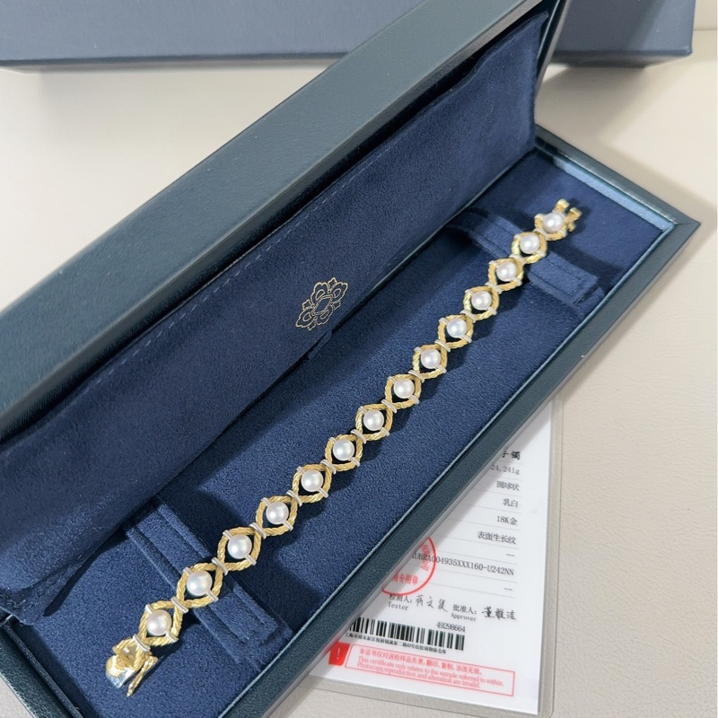 Buccellati布契拉提 Rete系列 黃金珍珠手鍊-3