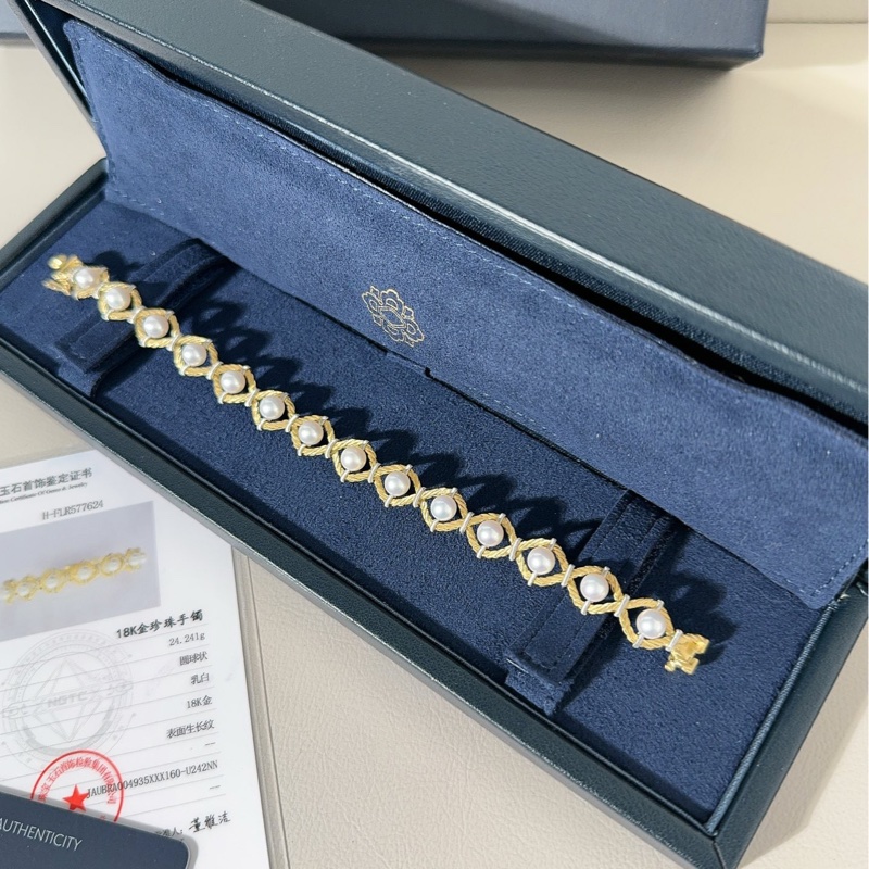 Buccellati布契拉提 Rete系列 黃金珍珠手鍊-4