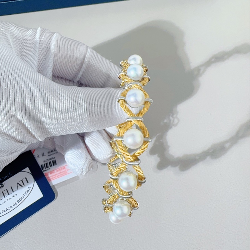 Buccellati布契拉提 Rete系列 黃金珍珠手鍊-6