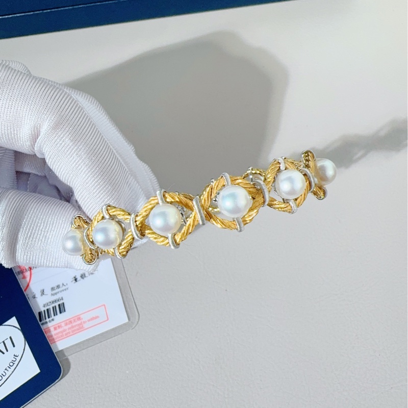 Buccellati布契拉提 Rete系列 黃金珍珠手鍊-7