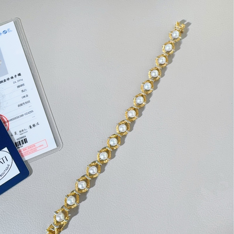 Buccellati布契拉提 Rete系列 黃金珍珠手鍊-8