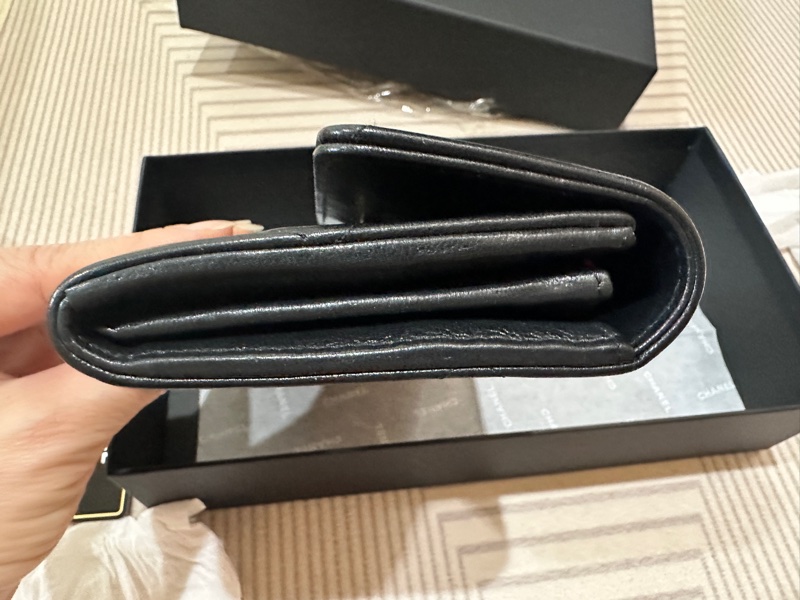 Chanel 19 黑色掀蓋長夾|9成新|經典金銀鏈|附原盒-13