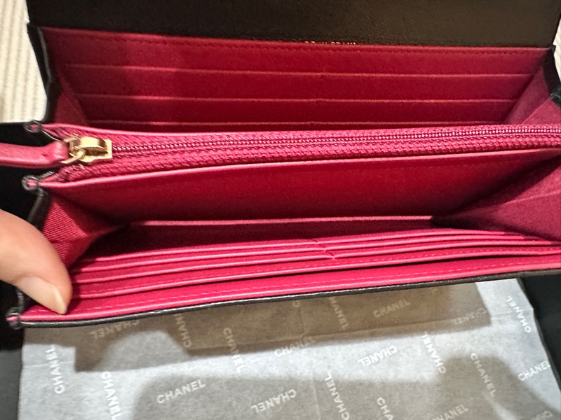 Chanel 19 黑色掀蓋長夾|9成新|經典金銀鏈|附原盒-15