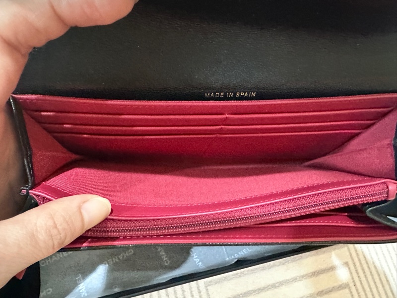 Chanel 19 黑色掀蓋長夾|9成新|經典金銀鏈|附原盒-16