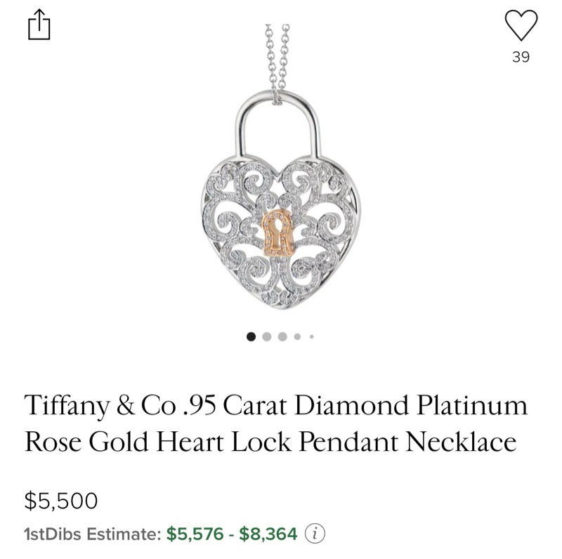 Tiffany蒂芙尼 18K白金滿鑽同心鎖項鍊-7