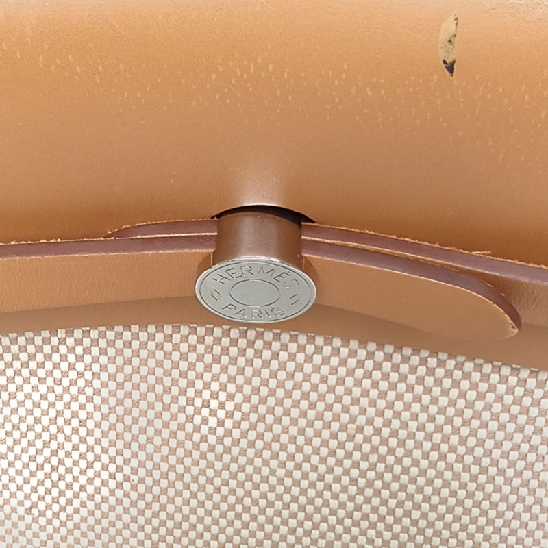 HERMES HERBAGadoszip雙肩包米色拼自然色帆布/牛皮Z刻銀扣-4