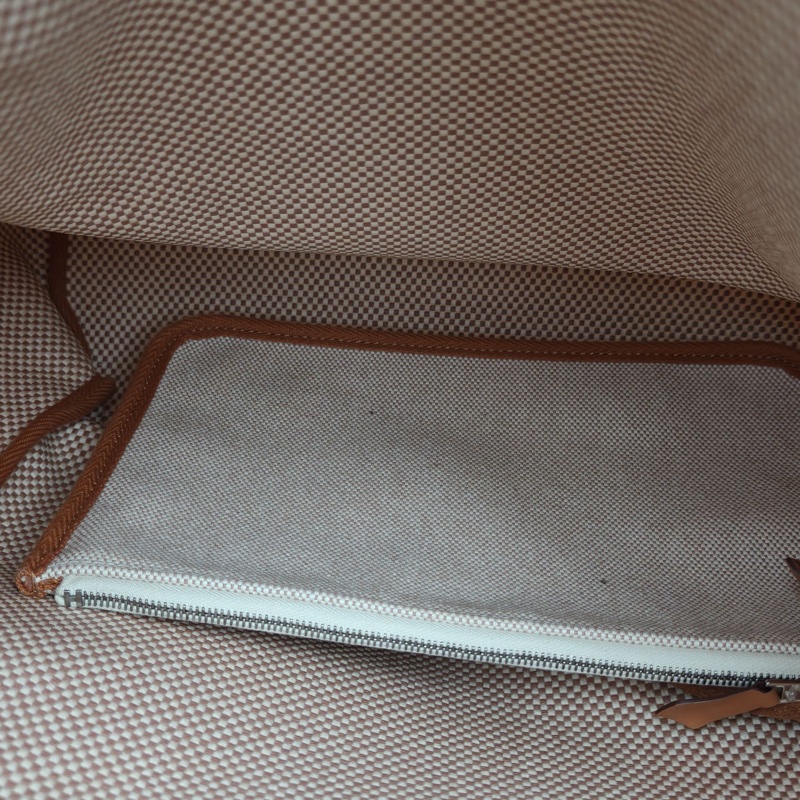 HERMES HERBAGadoszip雙肩包米色拼自然色帆布/牛皮Z刻銀扣-5