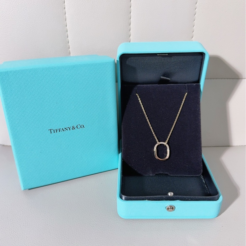 Tiffany蒂芙尼 lock系列 18K玫瑰金半鑽雙U形鎖項鍊-0