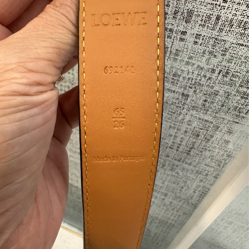 Loewe 棕色牛皮logo釦頭anagram皮帶-3