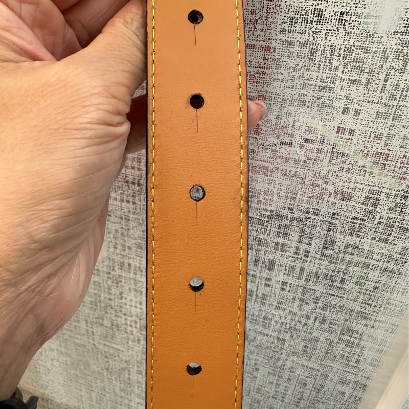 Loewe 棕色牛皮logo釦頭anagram皮帶-4