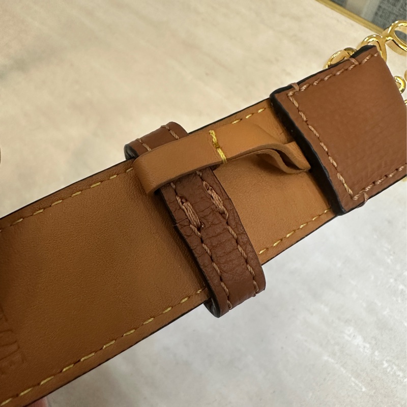 Loewe 棕色牛皮logo釦頭anagram皮帶-7