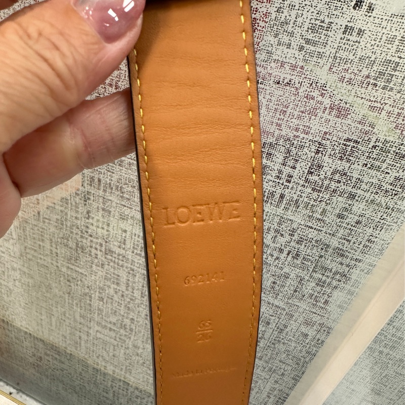 Loewe 棕色牛皮logo釦頭anagram皮帶-8