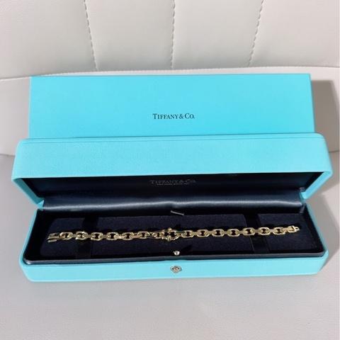 Tiffany蒂芙尼 新款 18k黃金 Makers窄式1837鏈結式手鍊