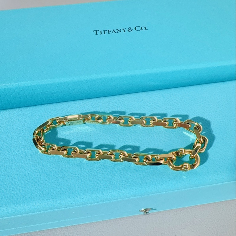 Tiffany蒂芙尼 新款 18k黃金 Makers窄式1837鏈結式手鍊-2