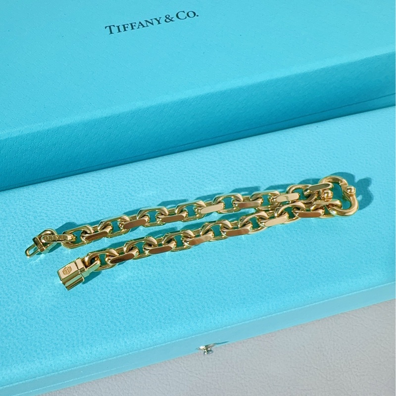 Tiffany蒂芙尼 新款 18k黃金 Makers窄式1837鏈結式手鍊-3