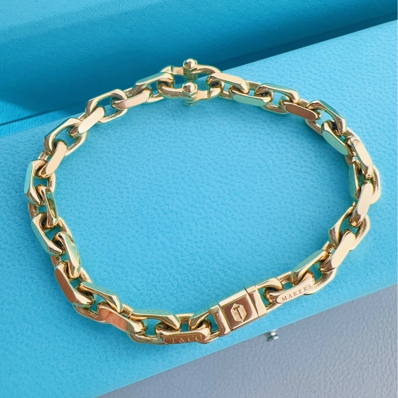 Tiffany蒂芙尼 新款 18k黃金 Makers窄式1837鏈結式手鍊-5