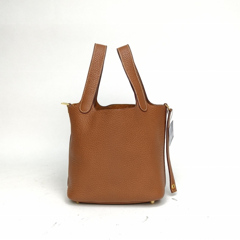 HERMES Picotin菜籃子18金棕色TC皮Z刻金扣-1