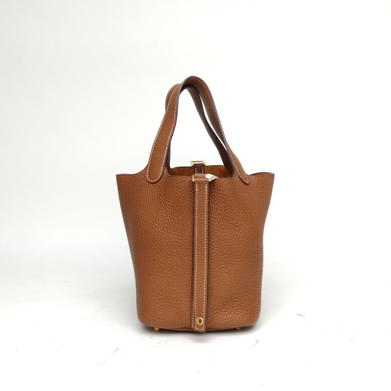 HERMES Picotin菜籃子18金棕色TC皮Z刻金扣-2