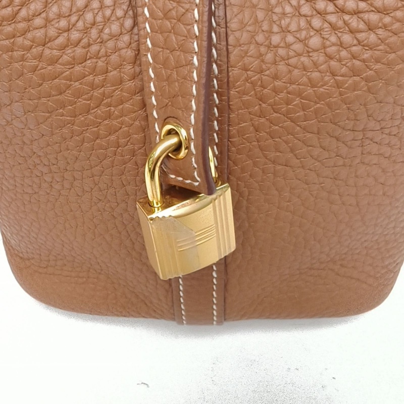 HERMES Picotin菜籃子18金棕色TC皮Z刻金扣-4